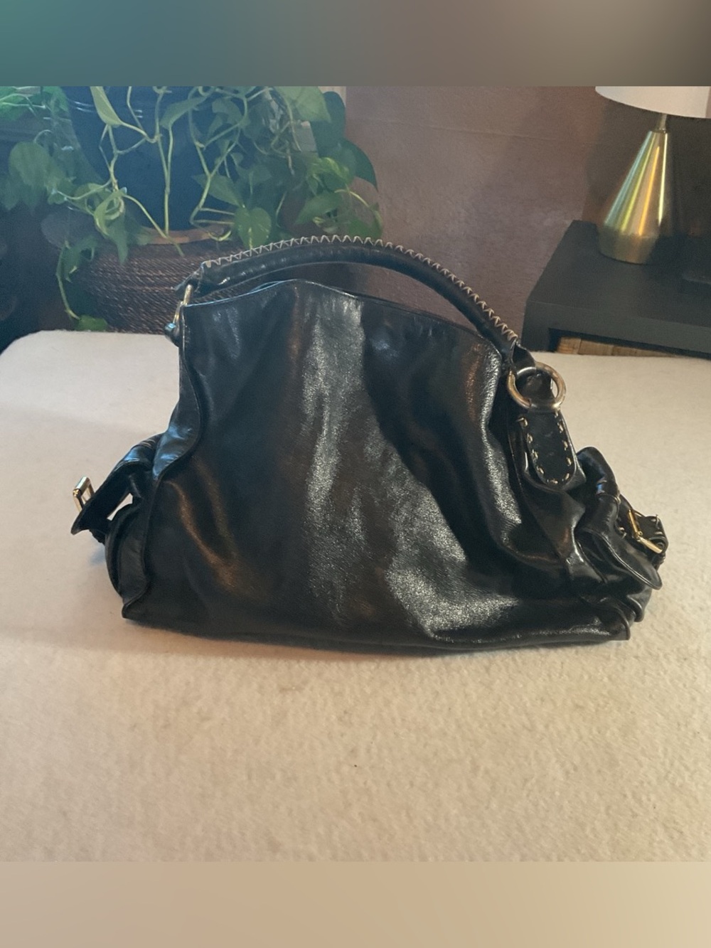 Hype Black Leather Shoulder Bag